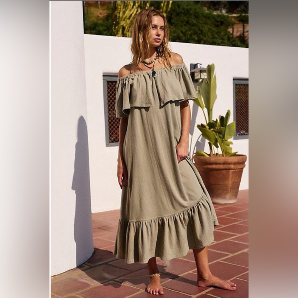 Free People Lynne Women’s Large Midi Dress in Laurel Oak NWT